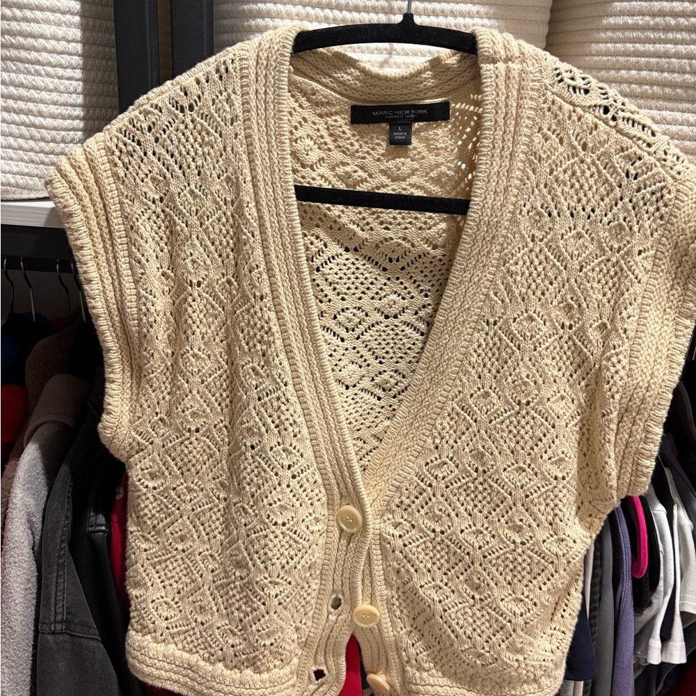 Cream Knit Women's Sweater Vest